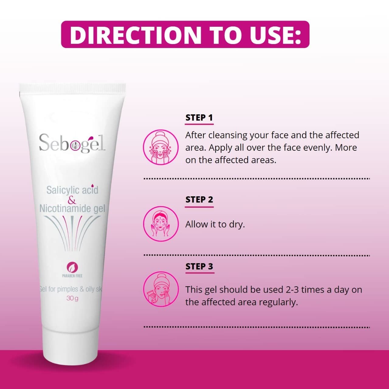 Sebogel Salicylic Acid & Niacinamide Gel for Pimples & Oily Acne-Prone Skin|Paraben Free (30 g) - Image 4