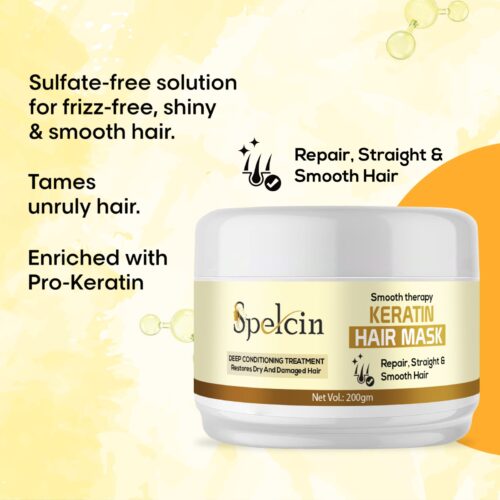 Spelcin Keratin Hair Mask For Damage Repair Hair,Silky & Smoothing Hair  (200 ml) - Image 5