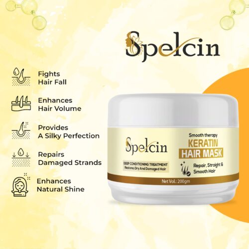 Spelcin Keratin Hair Mask For Damage Repair Hair,Silky & Smoothing Hair  (200 ml) - Image 3