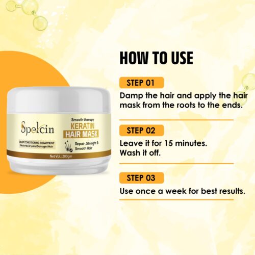Spelcin Keratin Hair Mask For Damage Repair Hair,Silky & Smoothing Hair  (200 ml) - Image 2