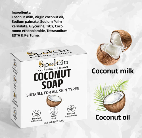 Spelcin Soap Coconut Soap with Shea Butter| All Skin Types| Moisturising and Nourishing |100g - Image 3