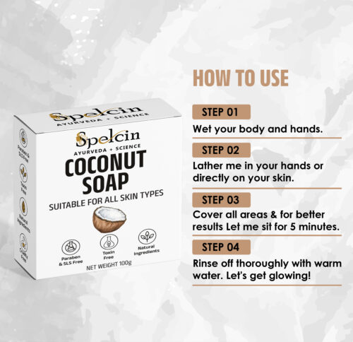 Spelcin Soap Coconut Soap with Shea Butter| All Skin Types| Moisturising and Nourishing |100g - Image 4
