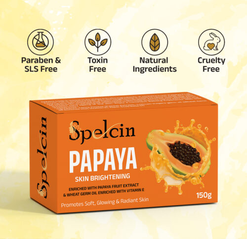 Spelcin Papaya soap Aura (Pack Of 1)-125G |Bright, Radiant & Glowing Skin| Tfm 76% Grade 1 Soap| 100% Vegan|Suitable For All Skin Types - Image 6