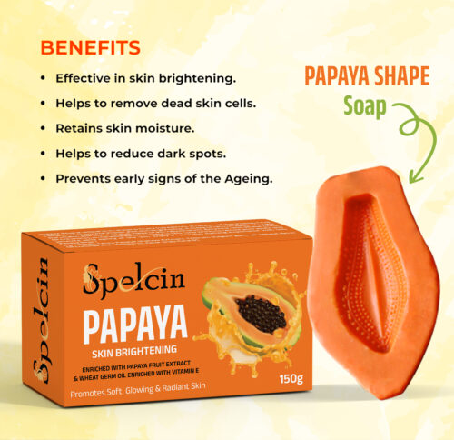 Spelcin Papaya soap Aura (Pack Of 1)-125G |Bright, Radiant & Glowing Skin| Tfm 76% Grade 1 Soap| 100% Vegan|Suitable For All Skin Types - Image 8