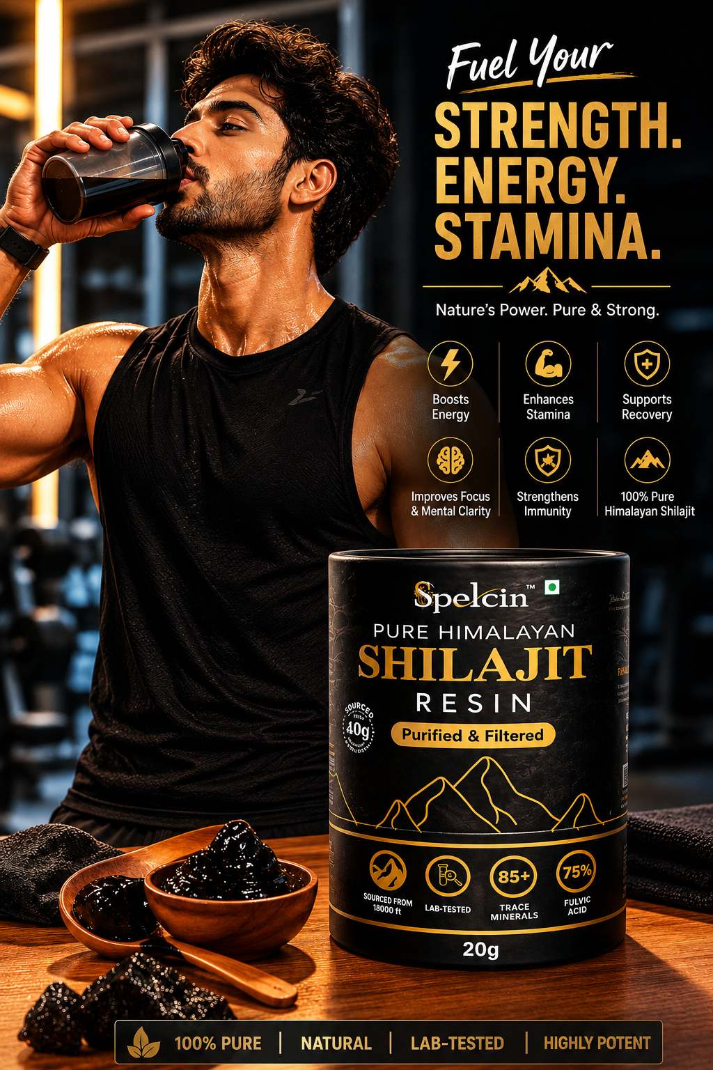 Spelcin 100% Pure Himalayan Shilajit | Boosts Stamina & Immunity | Revitalises Body (10 g) - Image 2