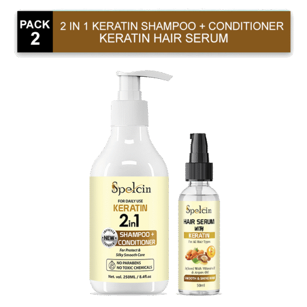 Spelcin 2 IN 1 Keratin Shampoo & Conditioner And Serum For Daily Use, For Silky Smooth Hair  (250 ml)