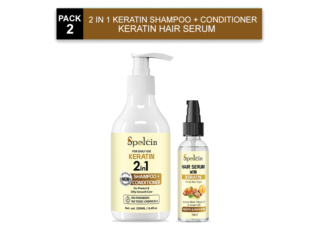 Spelcin 2 IN 1 Keratin Shampoo & Conditioner And Serum For Daily Use, For Silky Smooth Hair (250 ml)